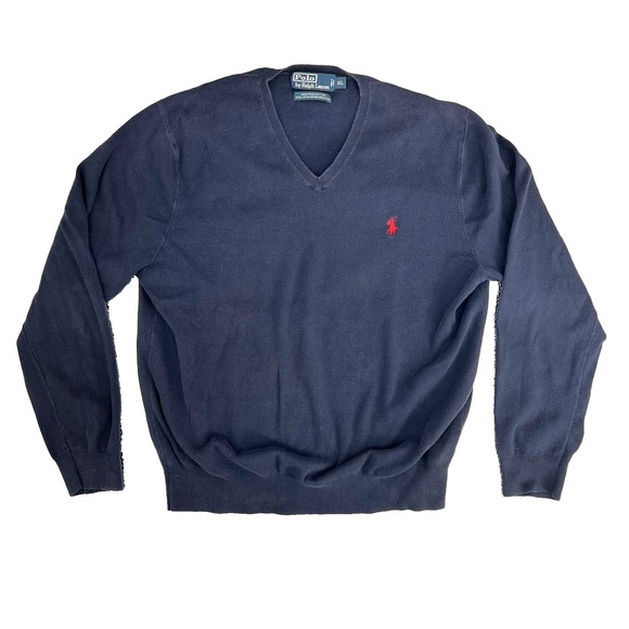 Polo Ralph Lauren Other - Polo Ralph Lauren Men's Pima Cotton V Neck Blue Sweater Size XL Preppy